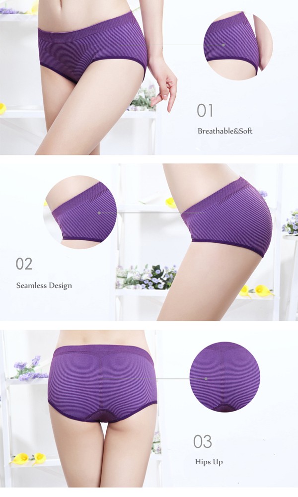 Comfort-Striped-Pattern-Seamless-Lycra-Cotton-Breathable-Hips-Up-Low-Rise-Panties-Briefs-1110635