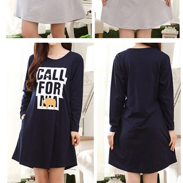 Comfy-Casual-Home-Dress-Long-Sleeve-Round-Collar-Cartoon-Pattern-Soft-Nightdress-For-Momen-1094843