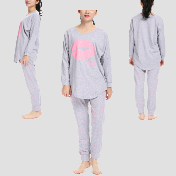 Cotton-Long-Sleeve-length-Pants-Red-Lips-Lounge-Sleepwear-Set-951573