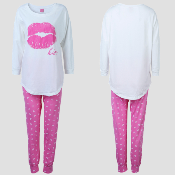 Cotton-Long-Sleeve-length-Pants-Red-Lips-Lounge-Sleepwear-Set-951573