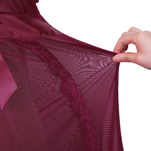 Exotic-elastic-Tulle-Transparent-Bowknot-Straps-Sleepwear-Nightdress-974841