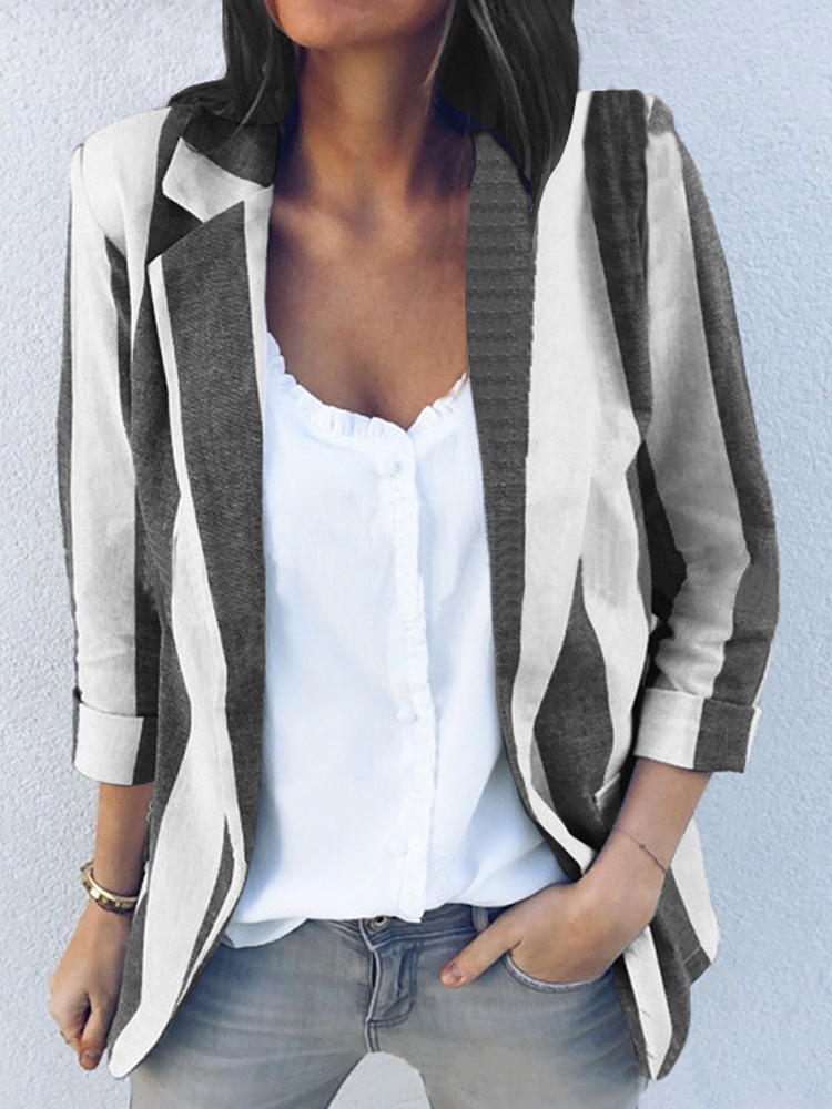 Women-Casual-Long-Sleeve-Stripe-Office-Outerwear-Blazers-1393308