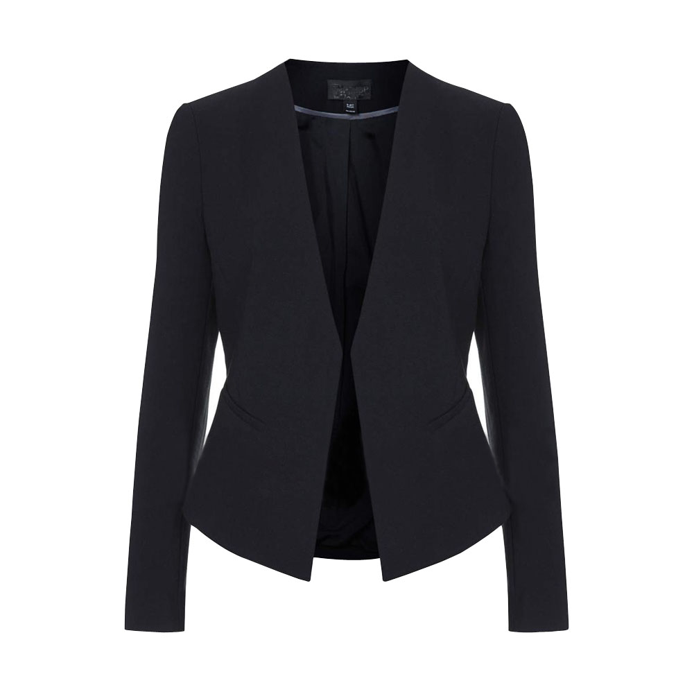 Women-Elegant-Brief-V-neck-No-Button-Pocket-OL-Work-Short-Blazer-1039581