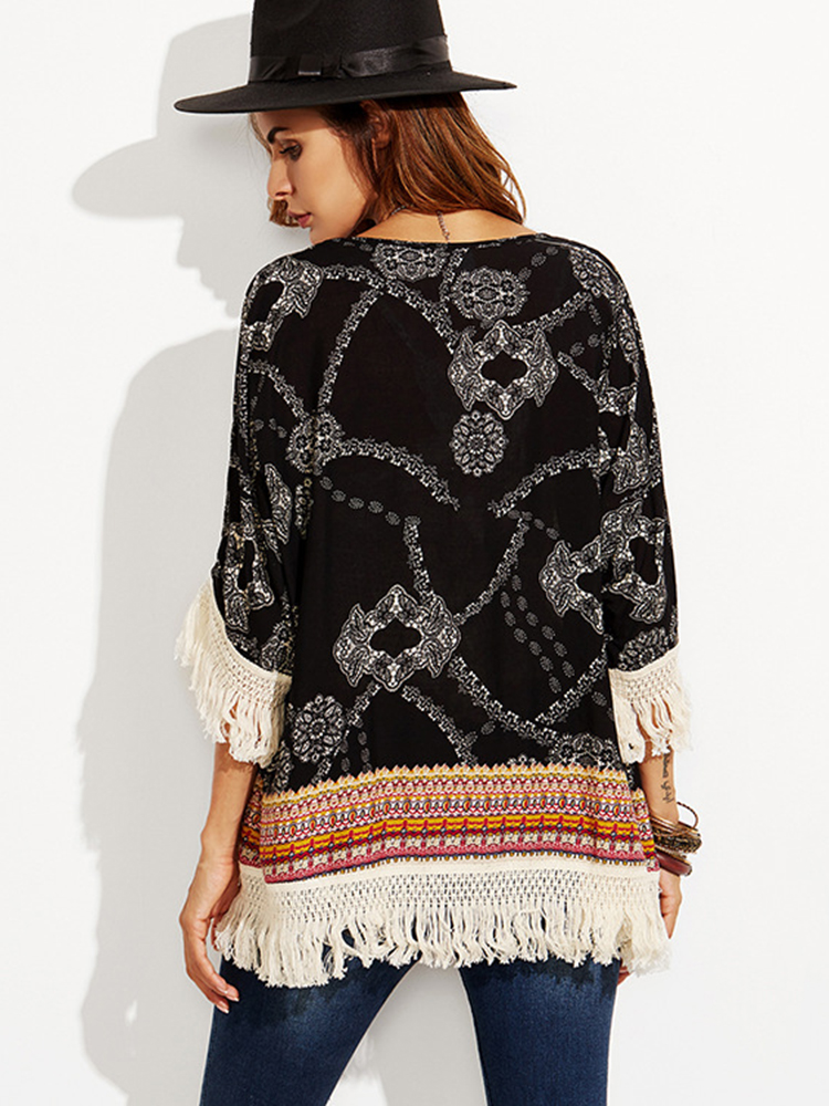 Black-Floral-Print-Tassel-Patchwork-Loose-Beach-Summer-Cardigans-1152258