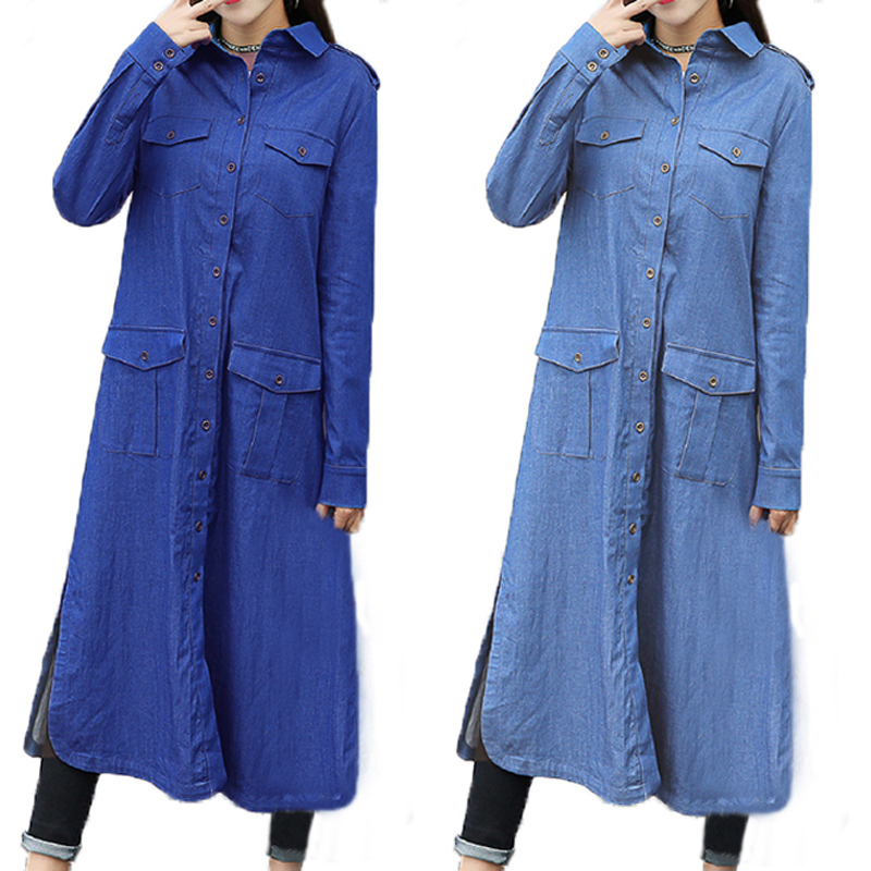 Casual-Women-Long-Sleeve-Pocket-Button-Long-Denim-Cardigan-1208092