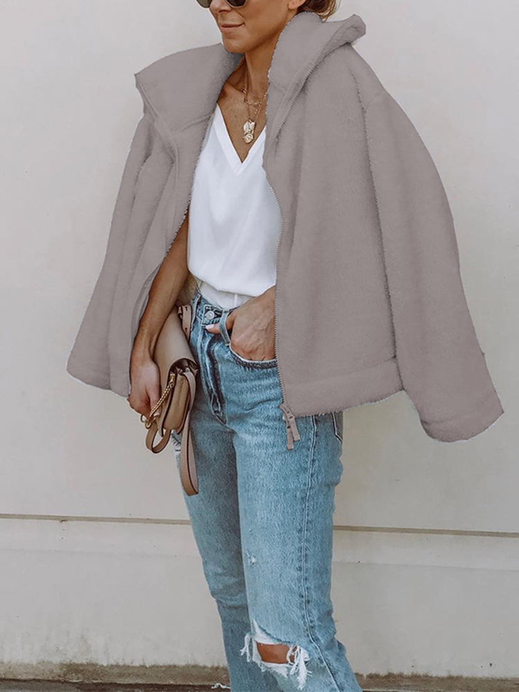 Casual-Women-Solid-Color-Fleece-Long-Sleeve-Zipper-Coats-1370352