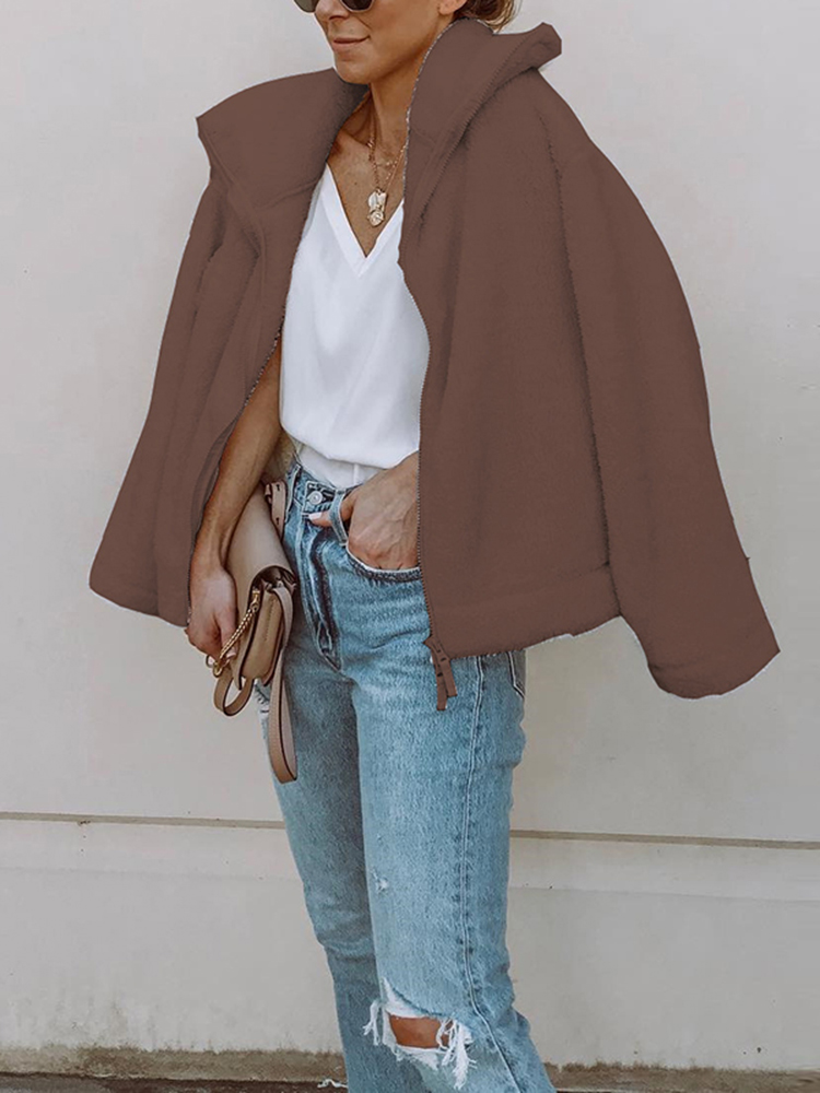 Casual-Women-Solid-Color-Fleece-Long-Sleeve-Zipper-Coats-1370352