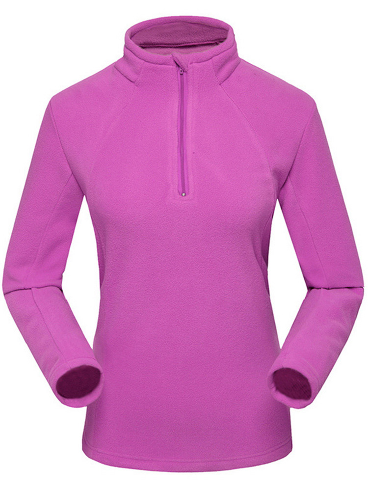 Women-Fleece-Turtleneck-Long-Sleeve-Zipper-Sport-Pullover-Coat-1019441
