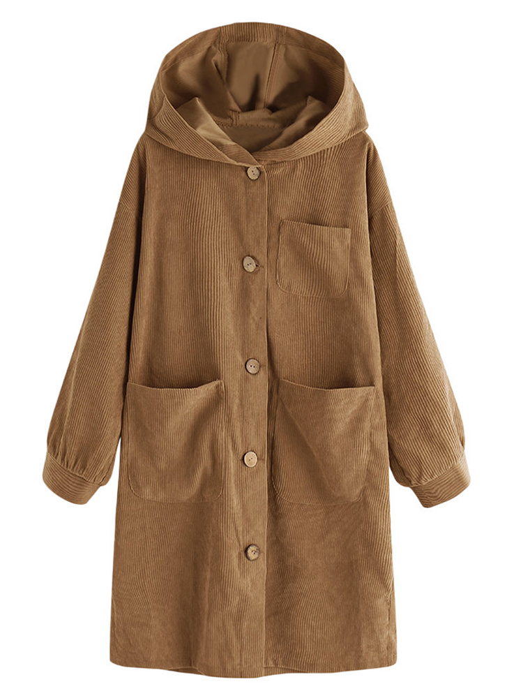 Women-Solid-Color-Button-Corduroy-Hooded-Trench-Coats-1408512