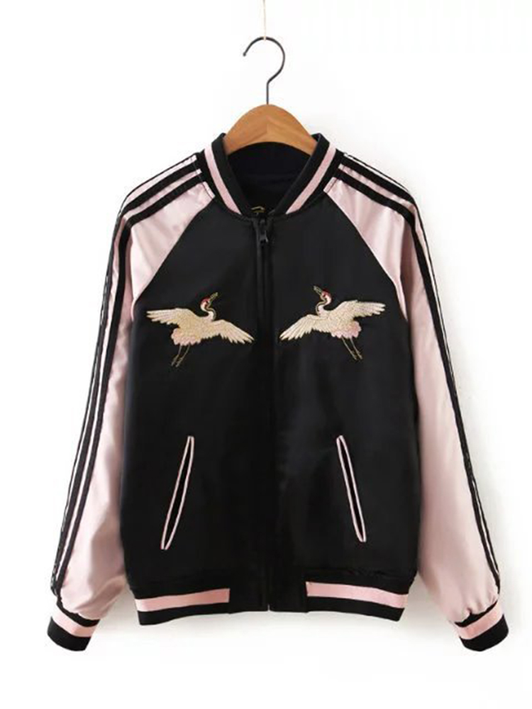 Black-Women-Both-Sides-Wearable-Zip-Up-Crane-Embroidered-Baseball-Jacket-1205154