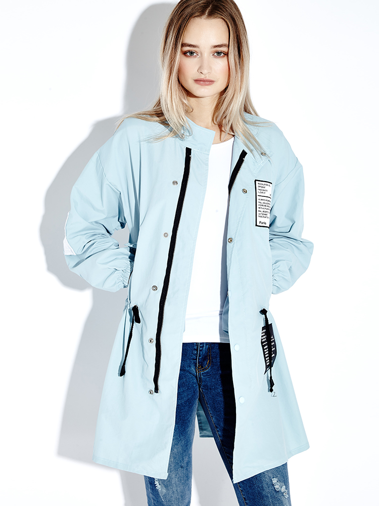 Casual-Letter-Patchwork-Stand-Collar-Loose-Women-Jacket-Coat-1093117