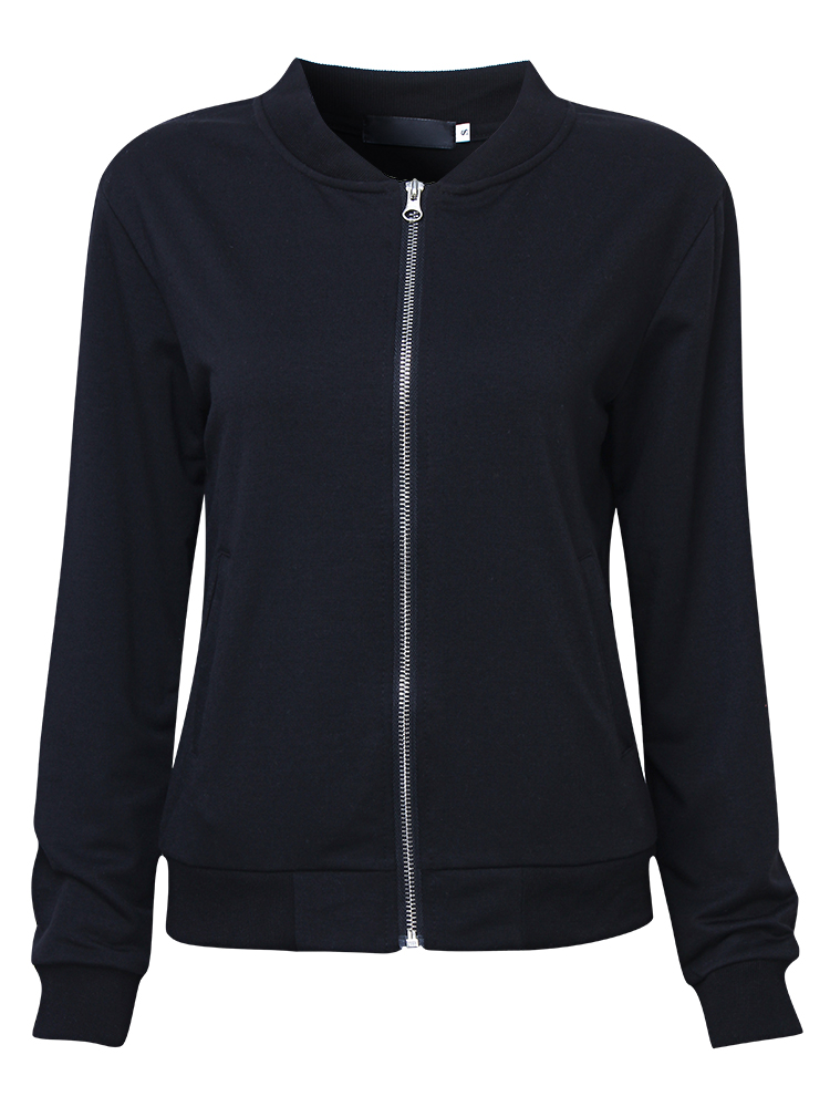 Casual-Solid-Long-Sleeve-Zipper-Black-Women-Baseball-Jacket-1096731