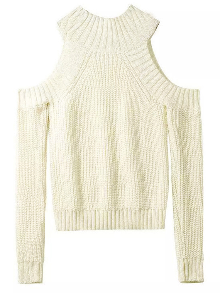 Casual-Off-Shoulder-Solid-Turtleneck-Slim-Sweater-1001445