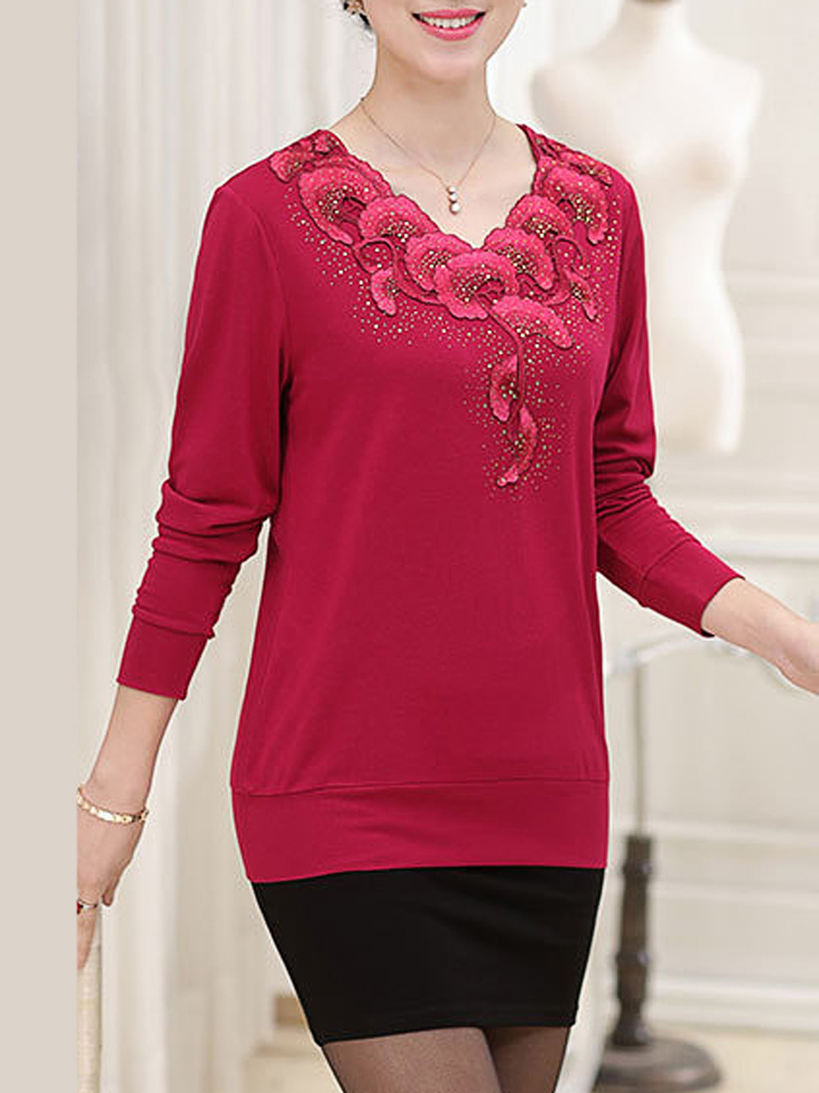 Casual-V-Neck-Printing-Long-Sleeve-Slim-Elegant-Pullover-Sweater-1101535