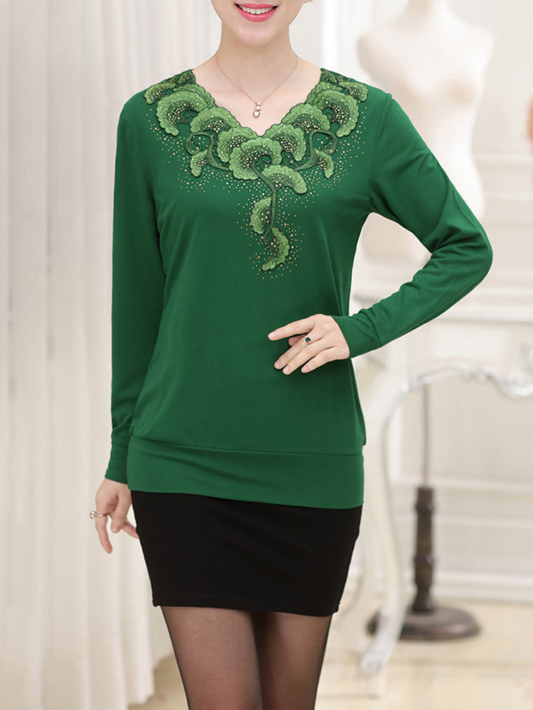 Casual-V-Neck-Printing-Long-Sleeve-Slim-Elegant-Pullover-Sweater-1101535