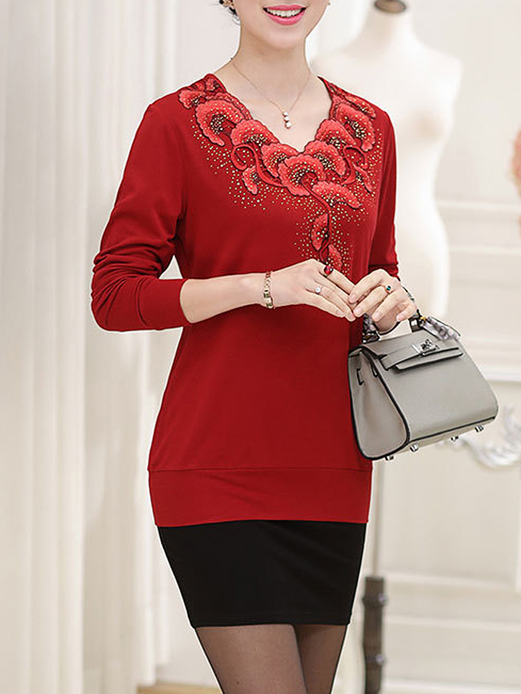 Casual-V-Neck-Printing-Long-Sleeve-Slim-Elegant-Pullover-Sweater-1101535