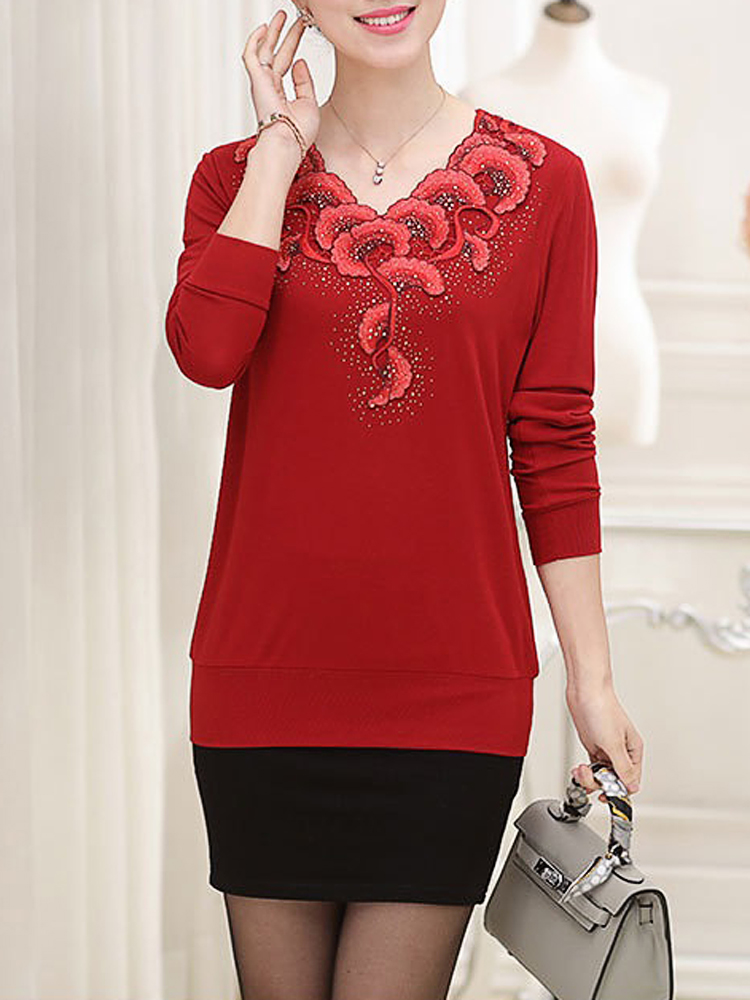 Casual-V-Neck-Printing-Long-Sleeve-Slim-Elegant-Pullover-Sweater-1101535