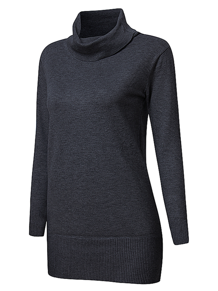 Casual-Women-Long-Sleeve-High-Collar-Pure-Color-Knitted-Sweater-1116241