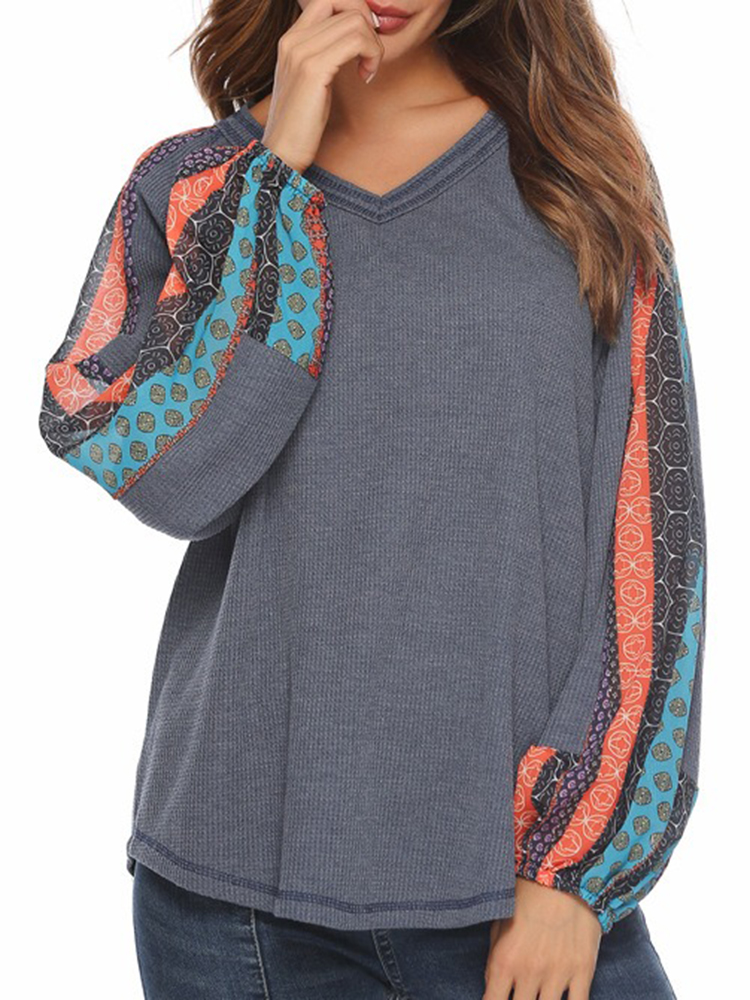 Print-Patchwork-Lantern-Sleeve-Loose-Casual-Knit-Sweaters-for-Women-1413293