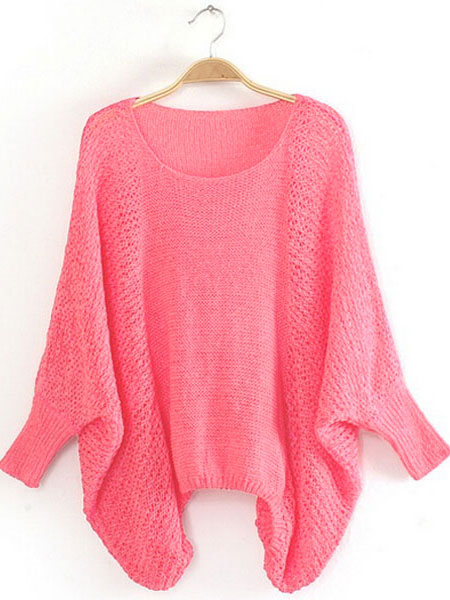 Women-Autumn-Batwing-Sleeve-Casual-Hollow-Knitted-Pullover-Sweater-951663