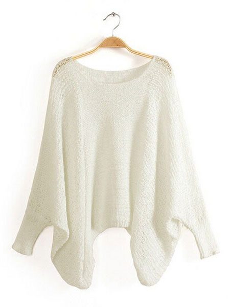 Women-Autumn-Batwing-Sleeve-Casual-Hollow-Knitted-Pullover-Sweater-951663