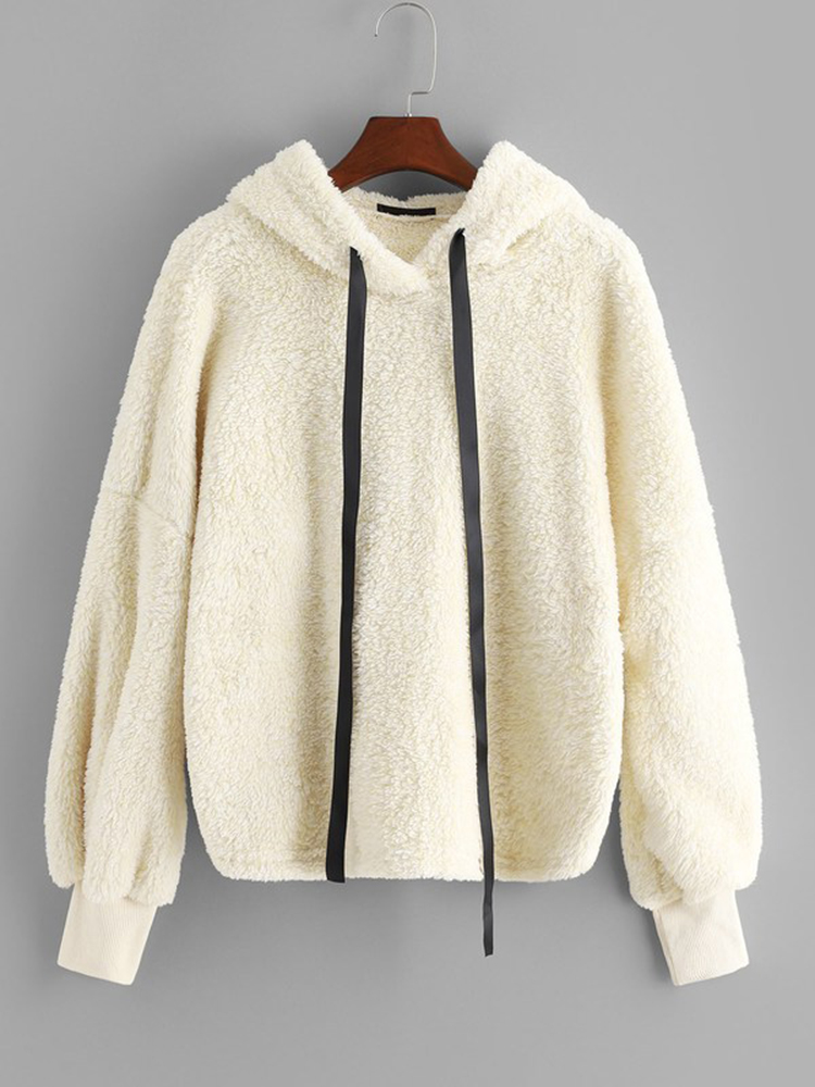 Casual-Women-Solid-Color-Fleece-Hooded-Long-Sleeve-Sweatshirt-1385549