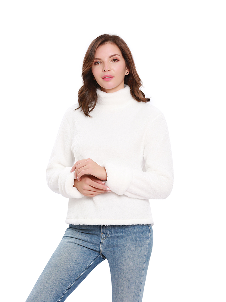 Casual-Women-Solid-Color-Fleece-Stand-Collar-Long-Sleeve-Sweatshirt-1375514