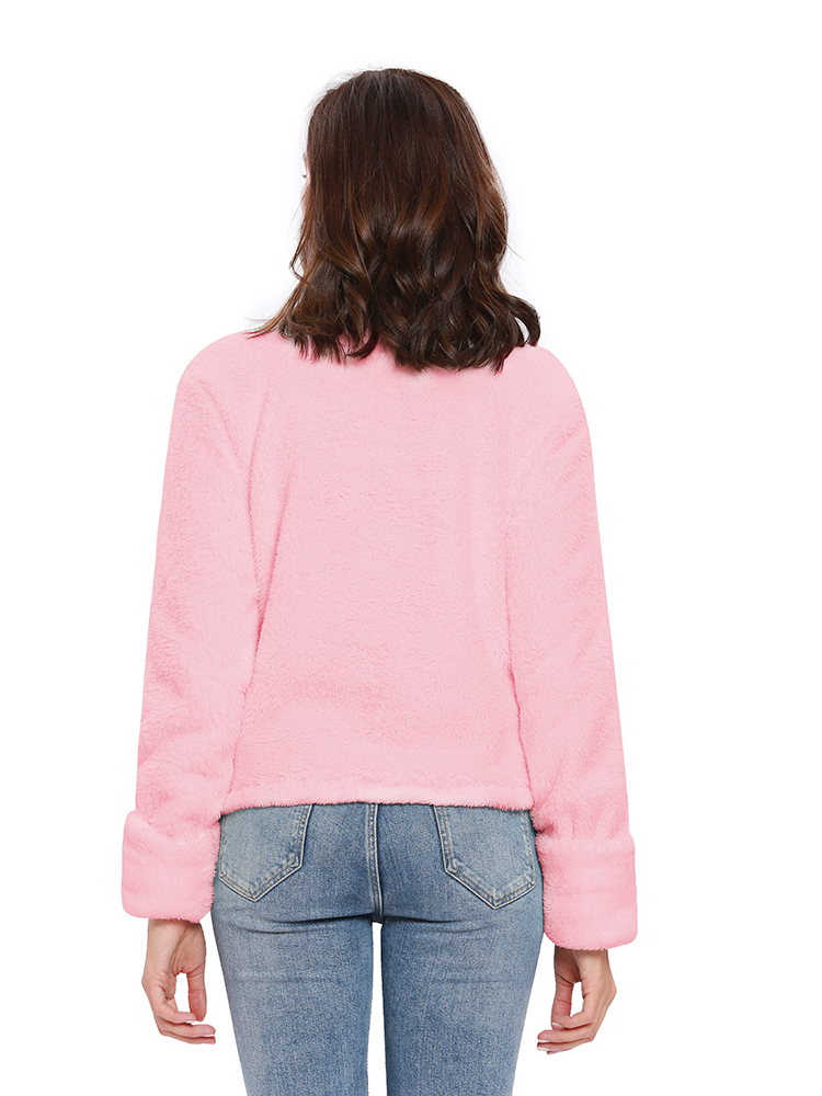 Casual-Women-Solid-Color-Fleece-Stand-Collar-Long-Sleeve-Sweatshirt-1375514