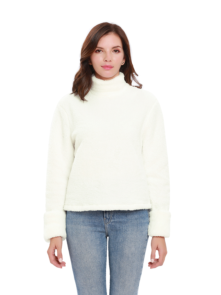 Casual-Women-Solid-Color-Fleece-Stand-Collar-Long-Sleeve-Sweatshirt-1375514