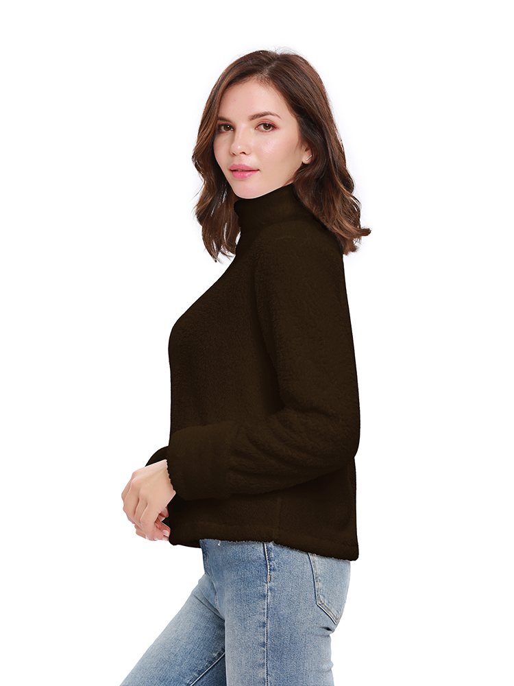 Casual-Women-Solid-Color-Fleece-Stand-Collar-Long-Sleeve-Sweatshirt-1375514