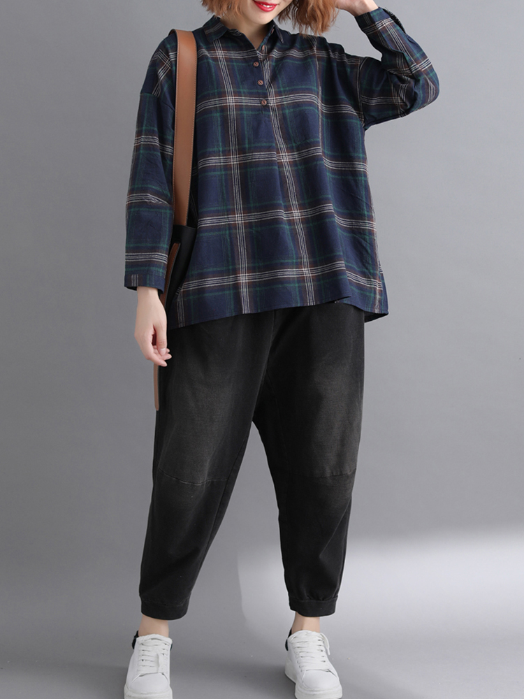 Casual-Loose-Plaid-Long-Sleeve-Shirts-with-Button-For-Women-1354860