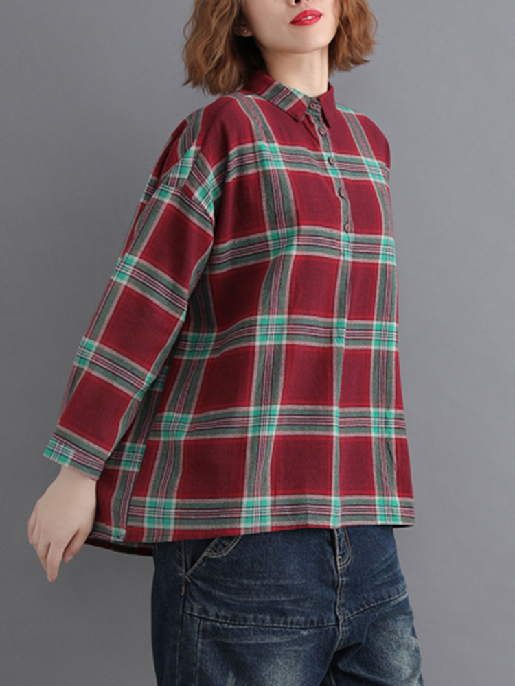 Casual-Loose-Plaid-Long-Sleeve-Shirts-with-Button-For-Women-1354860