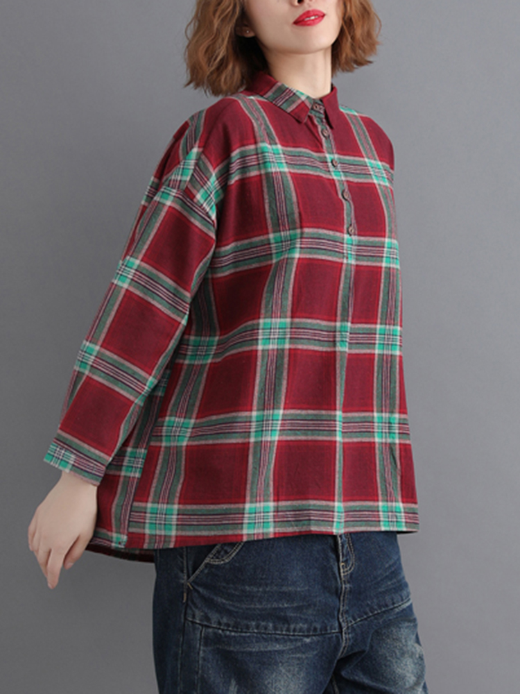 Casual-Loose-Plaid-Long-Sleeve-Shirts-with-Button-For-Women-1354860