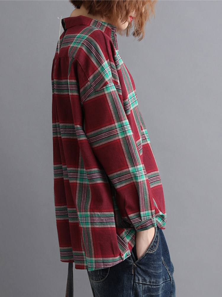 Casual-Loose-Plaid-Long-Sleeve-Shirts-with-Button-For-Women-1354860