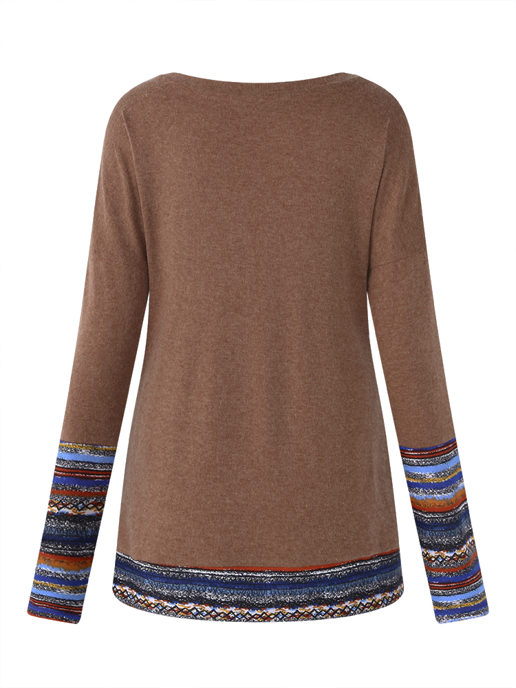 Casual-Women-Baggy-Stitching-Printed-Sleeve-Shirt-1249037