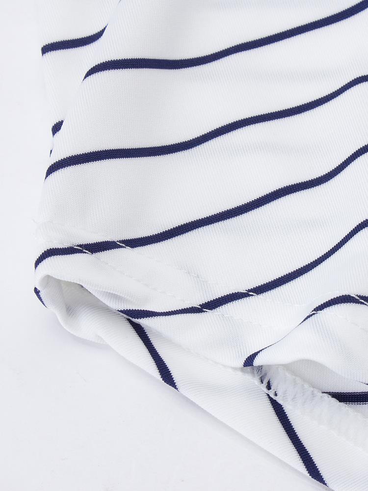 Women-A-Line-Short-Sleeve-Color-Block-Stripe-Cotton-O-Neck-Mini-Dress-1053663