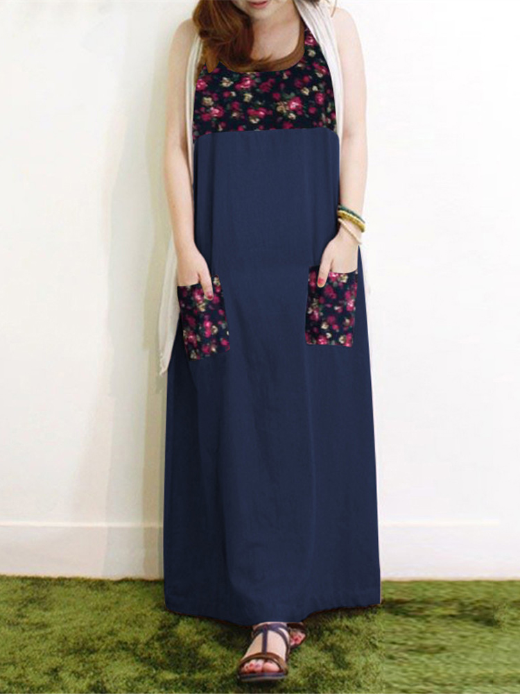 Bohemian-Floral-Print-Spaghetti-Straps-Patchwork-Maxi-Dress-1424514