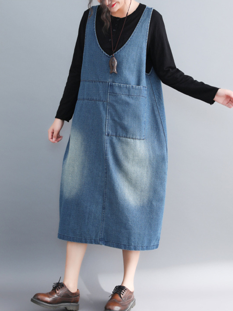 Casual-Denim-Sleeveless-V-Neck-Pocket-Loose-Dress-For-Women-1360202