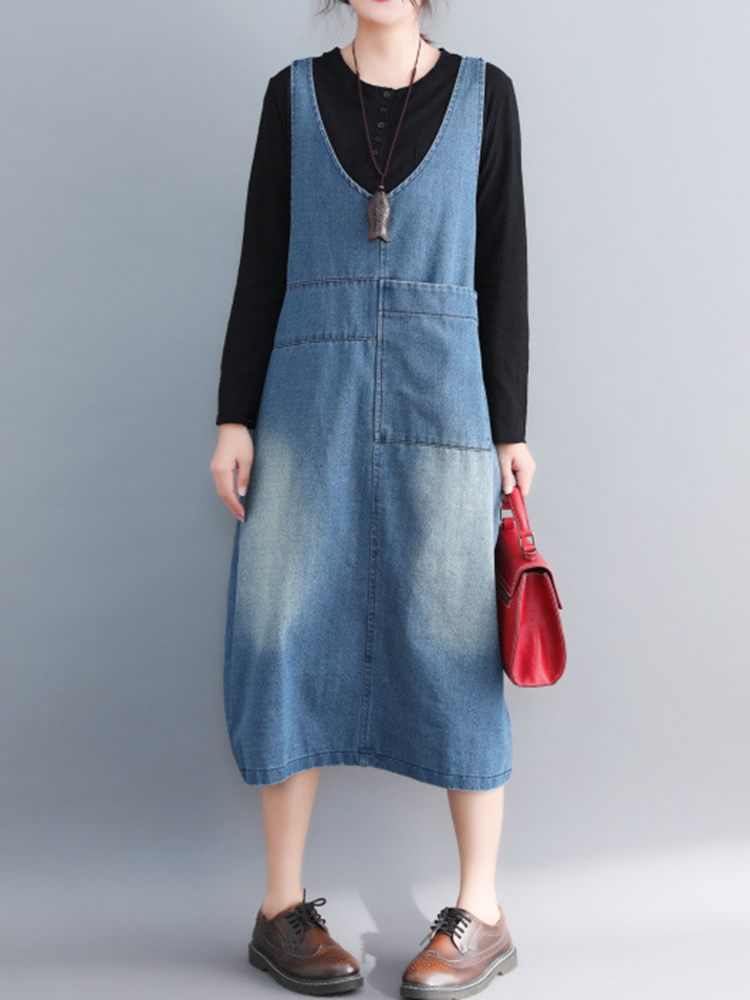 Casual-Denim-Sleeveless-V-Neck-Pocket-Loose-Dress-For-Women-1360202