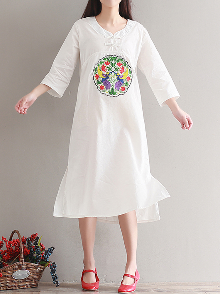 Casual-Women-Embroidered-Kaftan-Dress-Long-Sleeve-White-Navy-Pockets-Dresses-1184178