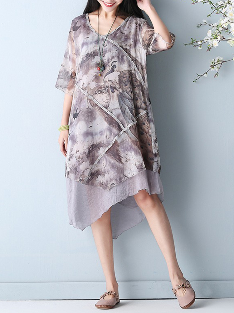 Chinese-Style-Printed-Double-Layers-Women-Dress-1418465