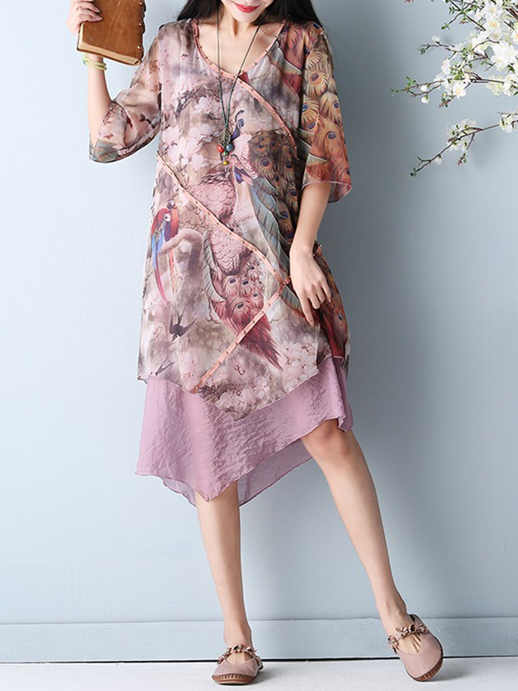 Chinese-Style-Printed-Double-Layers-Women-Dress-1418465