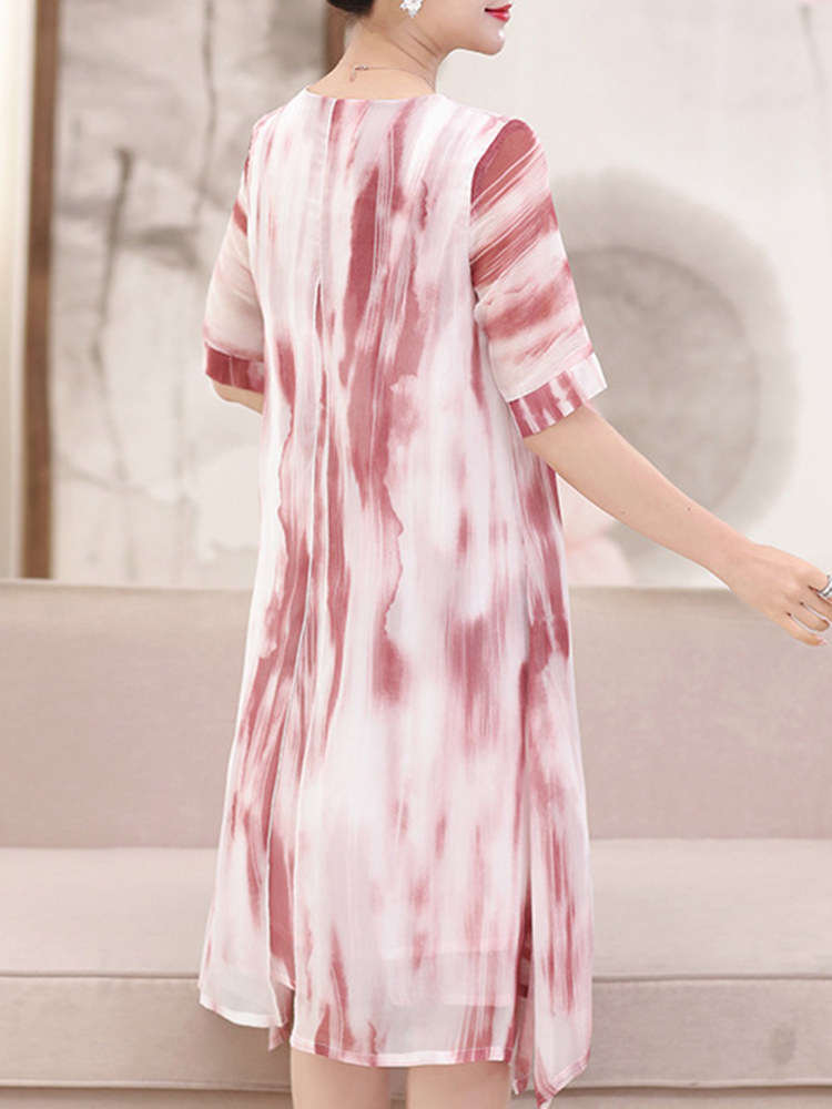 Elegant-Women-Fake-Two-Pieces-Painted-Chiffon-Dress-1290569