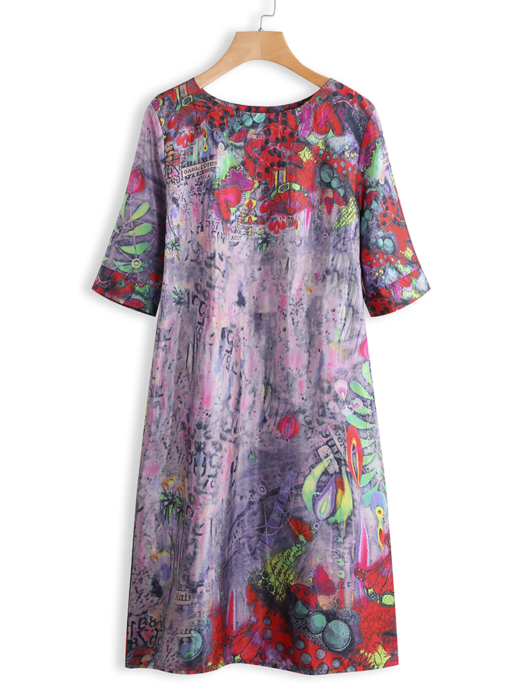 Plus-Size-Elegant-Art-Print-Loose-Dress-For-Women-1354650