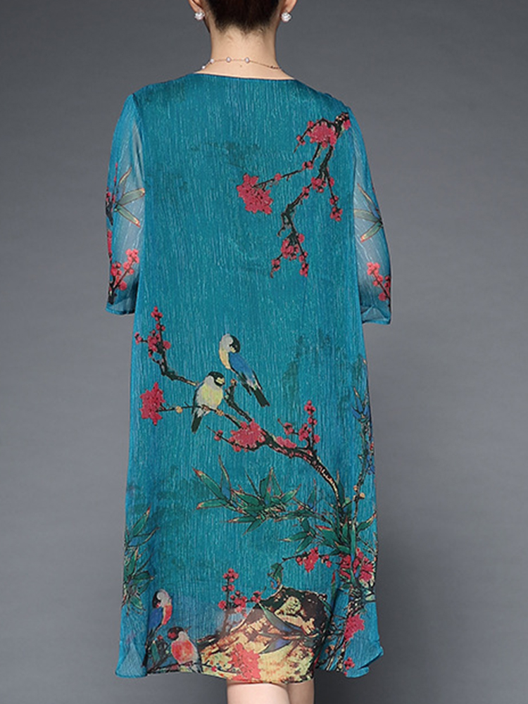 Plus-Size-Elegant-Women-Chiffon-Floral-Dress-1275135