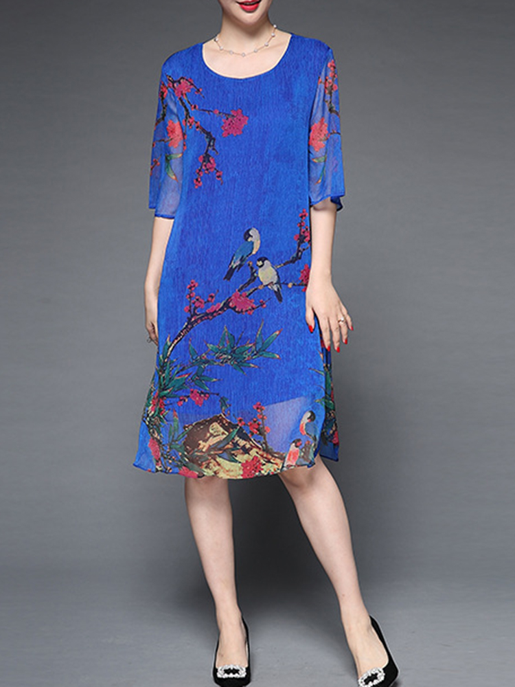 Plus-Size-Elegant-Women-Chiffon-Floral-Dress-1275135