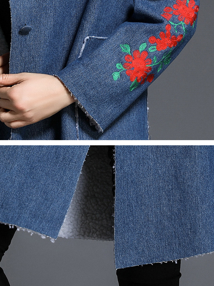 Casual-Women-Embroidery-Denim-Fleece-Thick-Coats-1243529