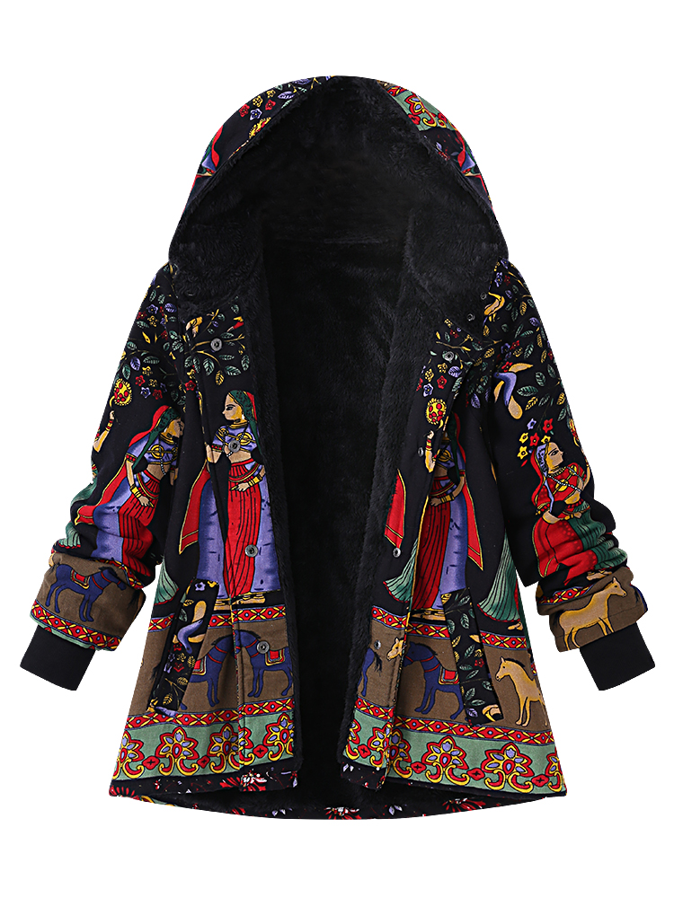 Casual-Women-Printing-Hooded-Thick-Black-Coats-1212613