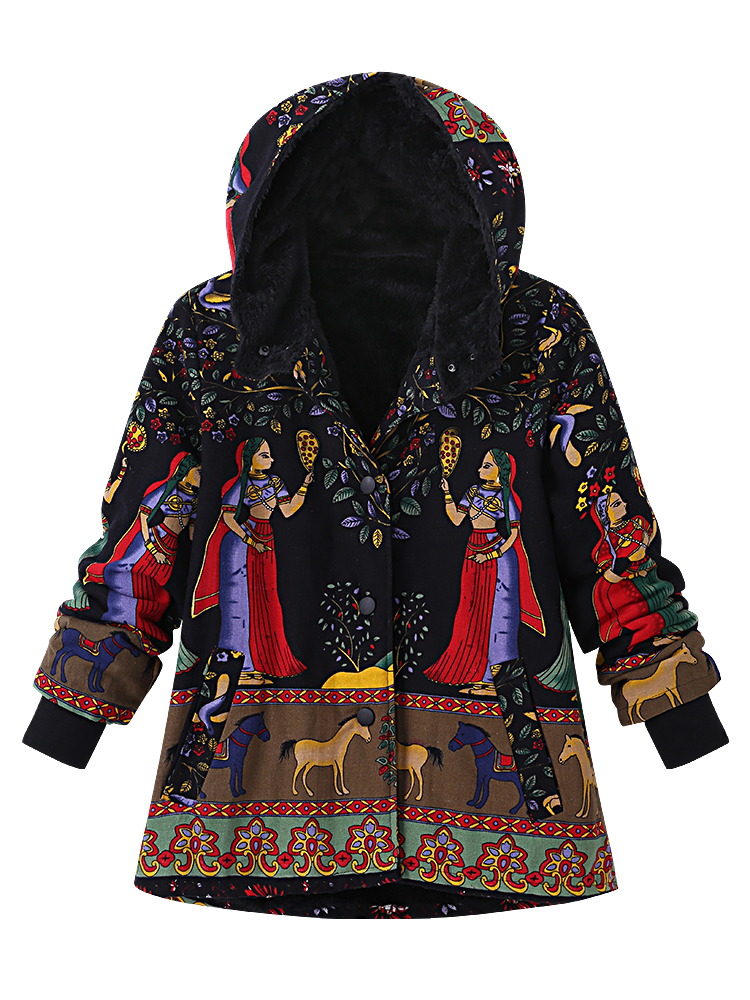 Casual-Women-Printing-Hooded-Thick-Black-Coats-1212613