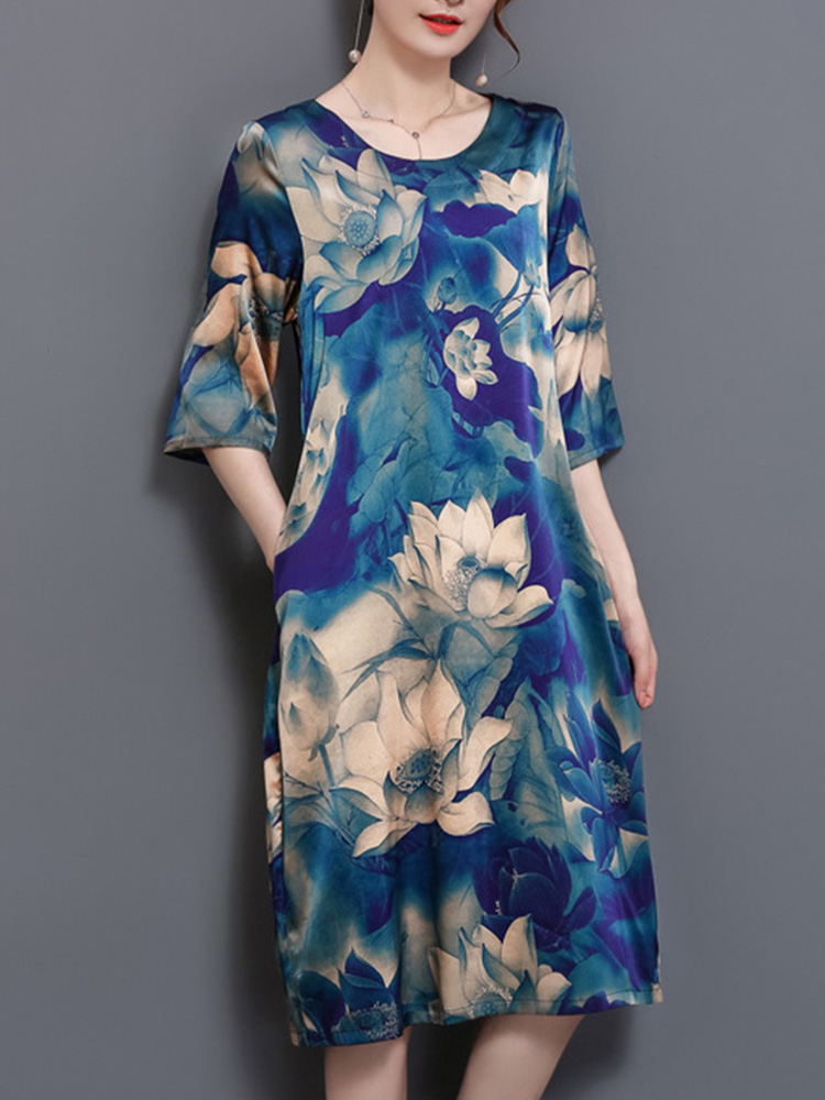 Chinese-Style-Floral-Print-Pocket-Dress-1300855